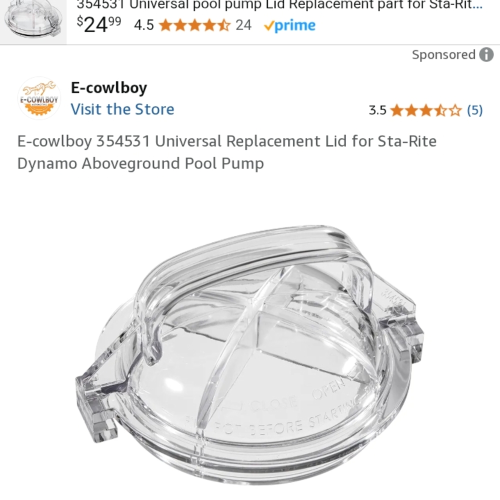 Clear Replacement Pool Pump Lid